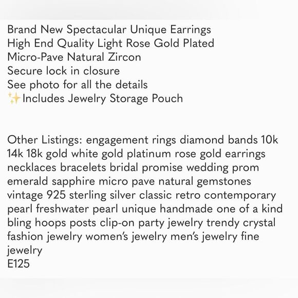 #45 Micro Pave Natural Zircon  Earrings - Picture 6 of 7